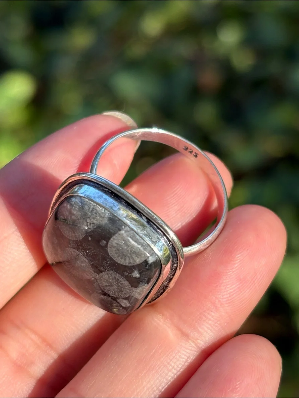 SIZE 12 Square Black Coral in Silver